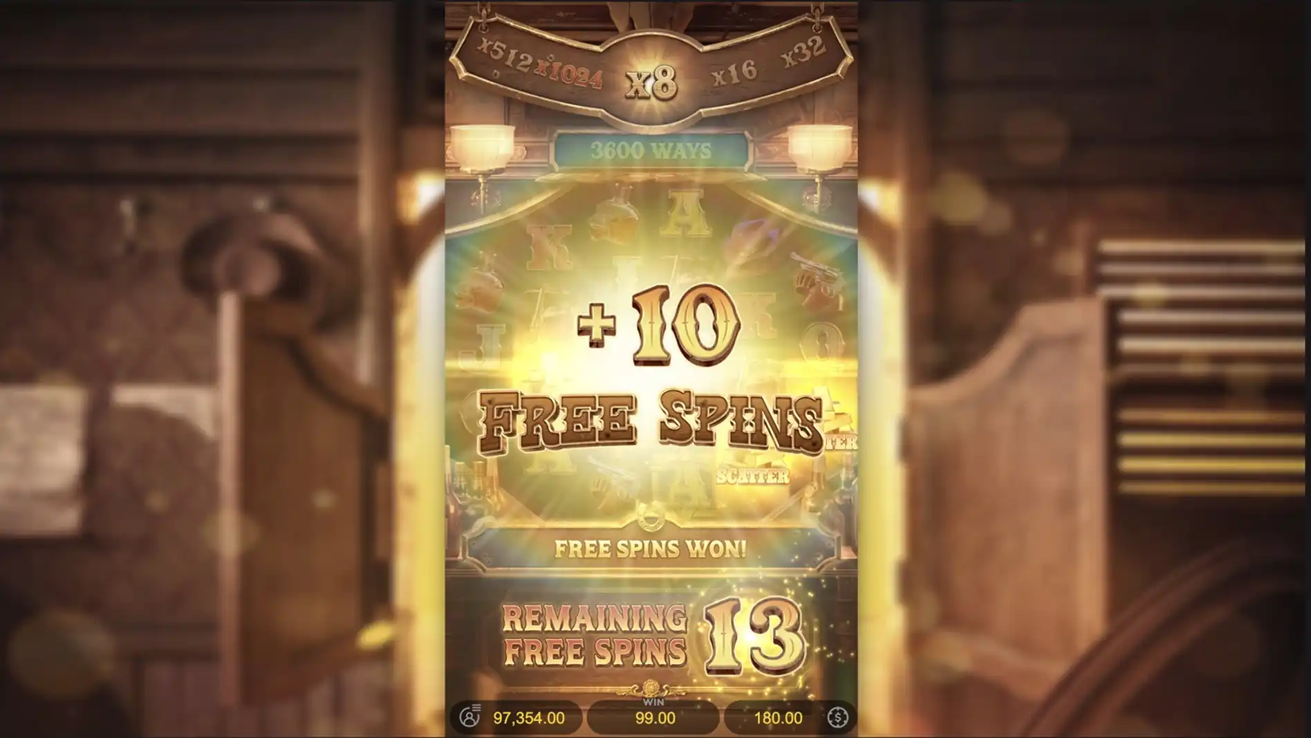 Free Spins round with a climbing multiplier, shown on mobile
